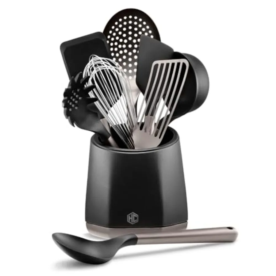 HexClad 9-Piece Kitchen Utensil Set, 9 Stainless Steel and Silicone Tools with a Fingerprint-Resistant Metallic Finish, Heat-Re
HexClad 9-Piece Kitchen Utensil Set, 9 Stainless Steel and Silicone Tools with a Fingerprint-Resistant Metallic Finish, Heat-Re