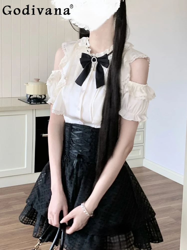New Subculture Spring Lace Elegant Solid Color Shirt Girl Summer Sweet Off Shoulder Ruffles Shirt High Waist Plaid Lace-Up Skirt
New Subculture Spring Lace Elegant Solid Color Shirt Girl Summer Sweet Off Shoulder Ruffles Shirt High Waist Plaid Lace-Up Skirt