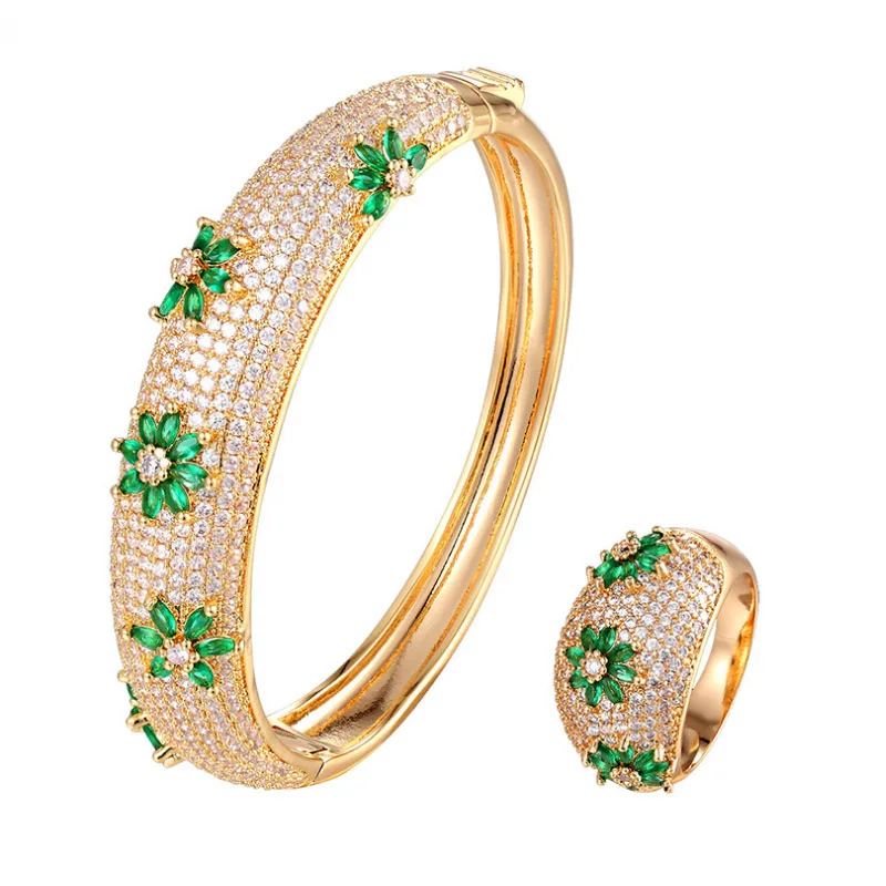 Luxury Retro European American Fashion Flower Titanium Steel Zircon Micro-Inlaid Bracelet Ring Set Personality
Luxury Retro European American Fashion Flower Titanium Steel Zircon Micro-Inlaid Bracelet Ring Set Personality