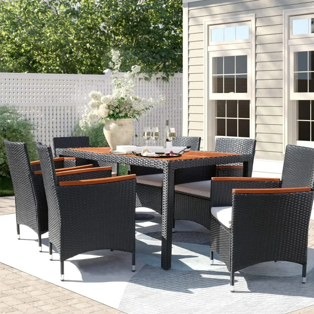 Patio Furniture Sets, 7 Piece Patio Dining Set Outdoor Acacia Wood Table and Chairs with Soft Cushions, Outdoor Furniture Sets
Patio Furniture Sets, 7 Piece Patio Dining Set Outdoor Acacia Wood Table and Chairs with Soft Cushions, Outdoor Furniture Sets