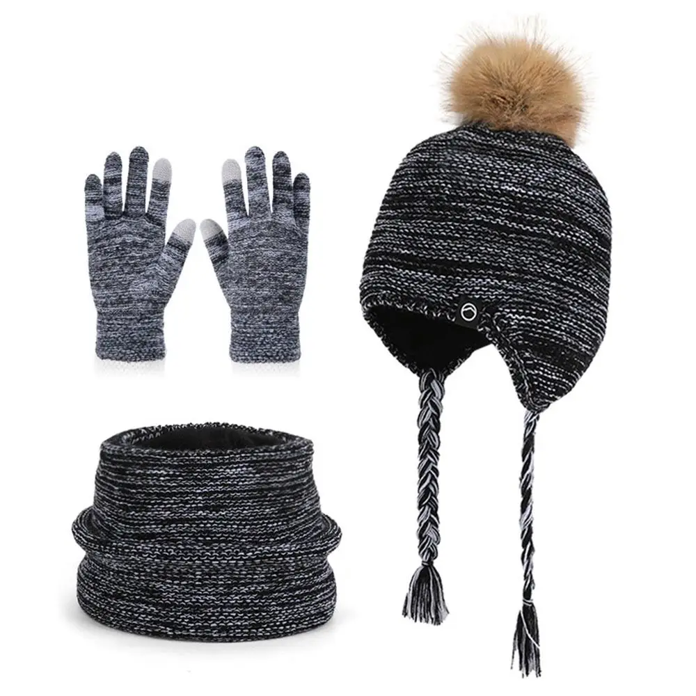 Fashion Warm Winter Hat Scarf Gloves Set Windproof Toddler Bonnet Thicken Soft Pompom Knitted Hats Outdoor
Fashion Warm Winter Hat Scarf Gloves Set Windproof Toddler Bonnet Thicken Soft Pompom Knitted Hats Outdoor