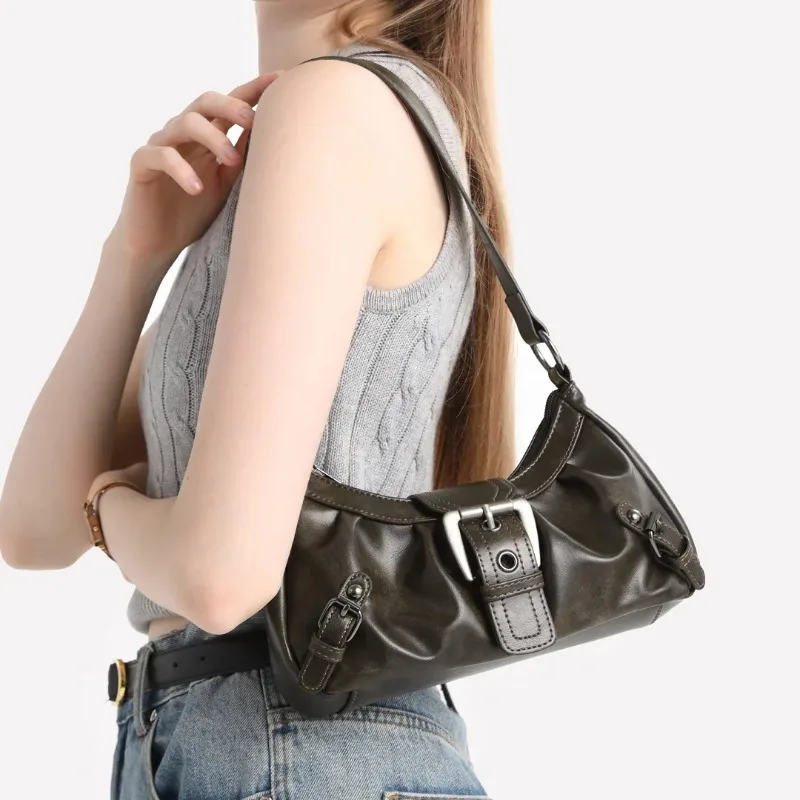 Vintage Y2K Buckle Shoulder Bag Retro Distressed Leather Armpit Purse, Casual Streetwear Handbag for Women's Party Dinner Daily
Vintage Y2K Buckle Shoulder Bag Retro Distressed Leather Armpit Purse, Casual Streetwear Handbag for Women's Party Dinner Daily