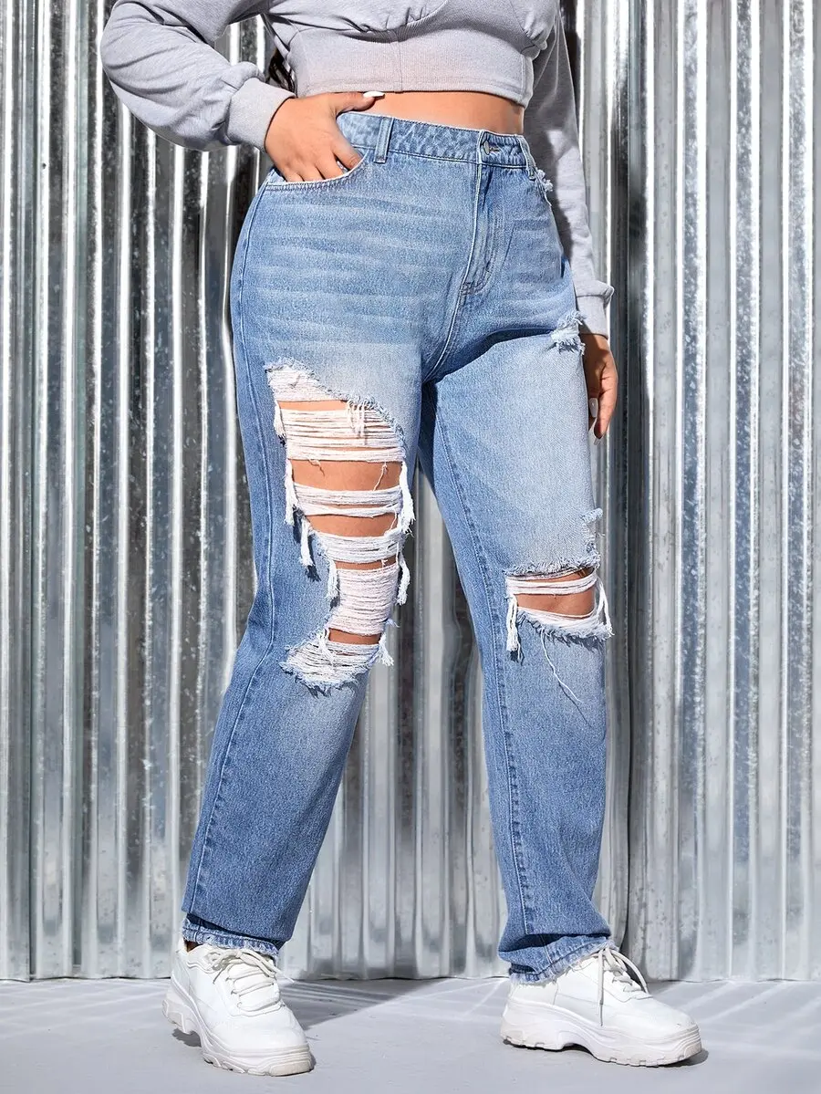 Washed Ripped Straight Leg Boyfriend Jeans For Women
Washed Ripped Straight Leg Boyfriend Jeans For Women