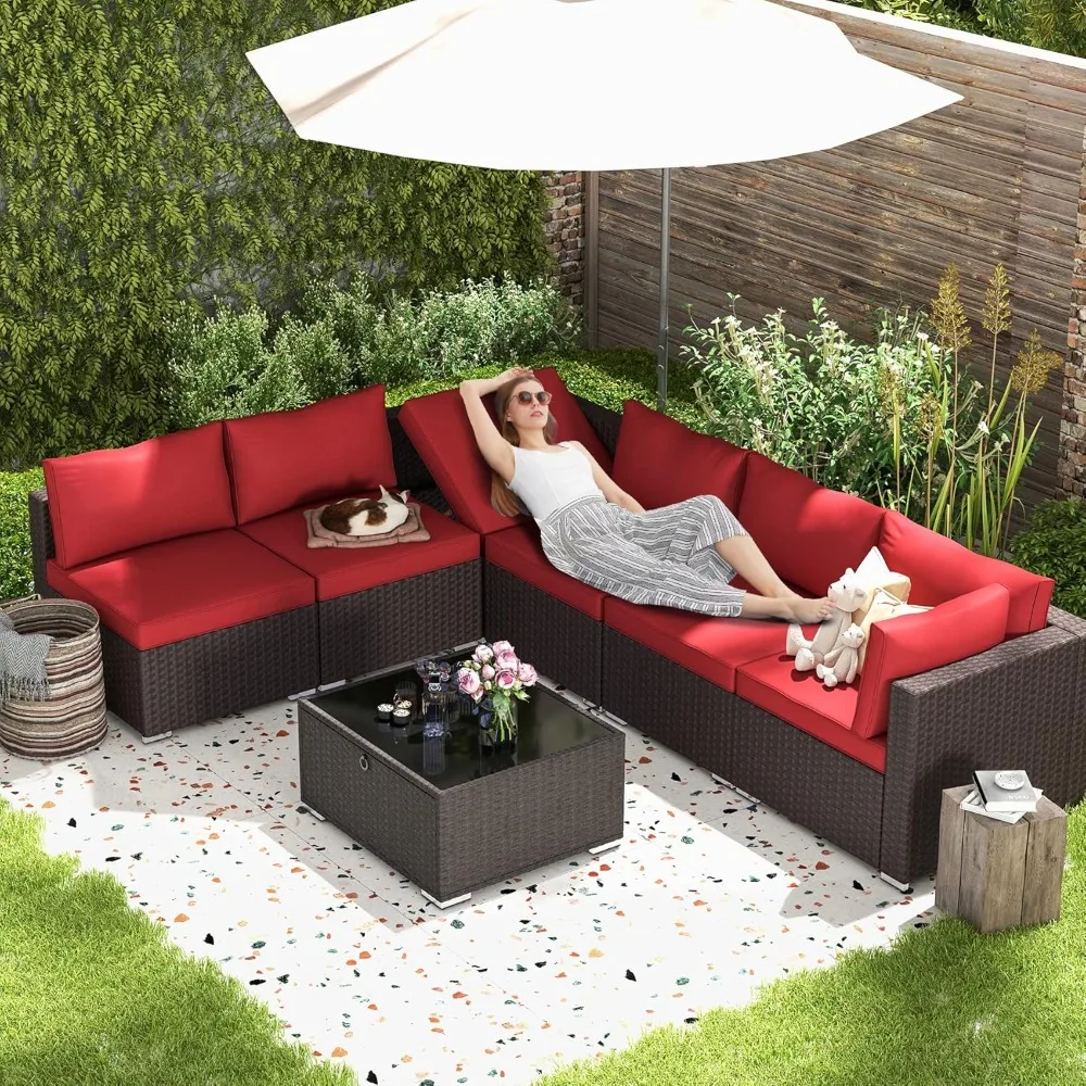 7 Piece Patio Furniture Set with Adjustable Bracket All-Weather Wicker Conversation Set with Coffee Table, Customized
7 Piece Patio Furniture Set with Adjustable Bracket All-Weather Wicker Conversation Set with Coffee Table, Customized