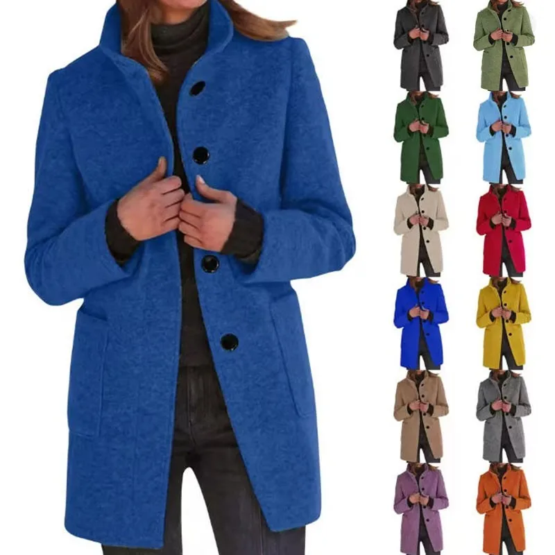 Women Vintage Solid Color Stand-up Collar Tweed Jacket Autumn Winter Warm Commuter Outerwear Single-breasted Cardigan Long Coat
Women Vintage Solid Color Stand-up Collar Tweed Jacket Autumn Winter Warm Commuter Outerwear Single-breasted Cardigan Long Coat