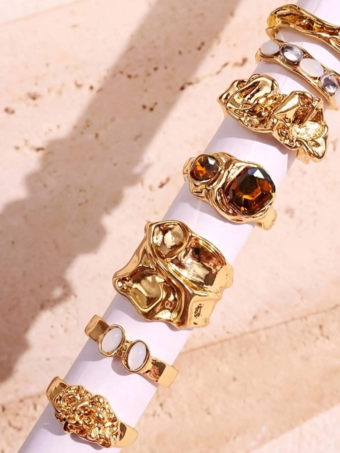 7pcs Set Golden-Tone Ring Set, Vintage Boho Style, Geometric Irregular Ladies Jewelry, For Daily & Party Occasions, All-Season Wear
7pcs Set Golden-Tone Ring Set, Vintage Boho Style, Geometric Irregular Ladies Jewelry, For Daily & Party Occasions, All-Season Wear