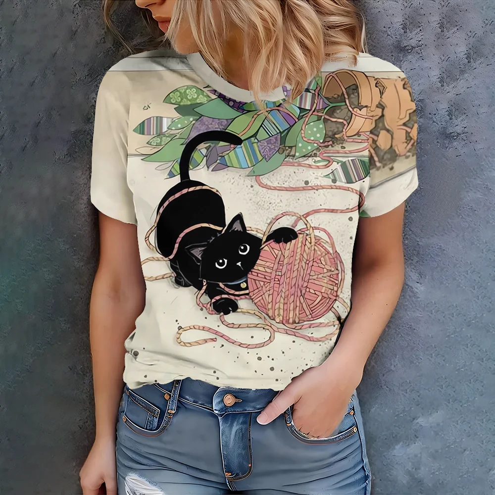 Ladies' Fashion Printed T-shirt - Cute Black Cat Playball - Casual Versatile - New Summer Collection in 2025
Ladies' Fashion Printed T-shirt - Cute Black Cat Playball - Casual Versatile - New Summer Collection in 2025