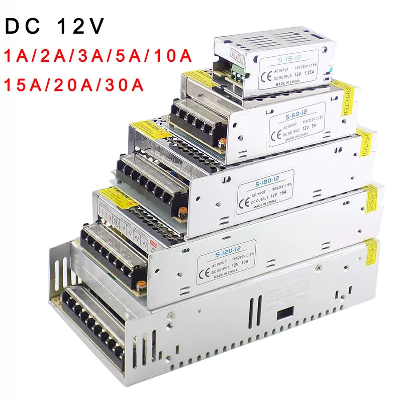 Lighting Transformer AC 110v 220v 265V to DC 12V 1A 2A 3A 5A 10A 15A 20A LED driver switch power supply adapter for strip light
Lighting Transformer AC 110v 220v 265V to DC 12V 1A 2A 3A 5A 10A 15A 20A LED driver switch power supply adapter for strip light