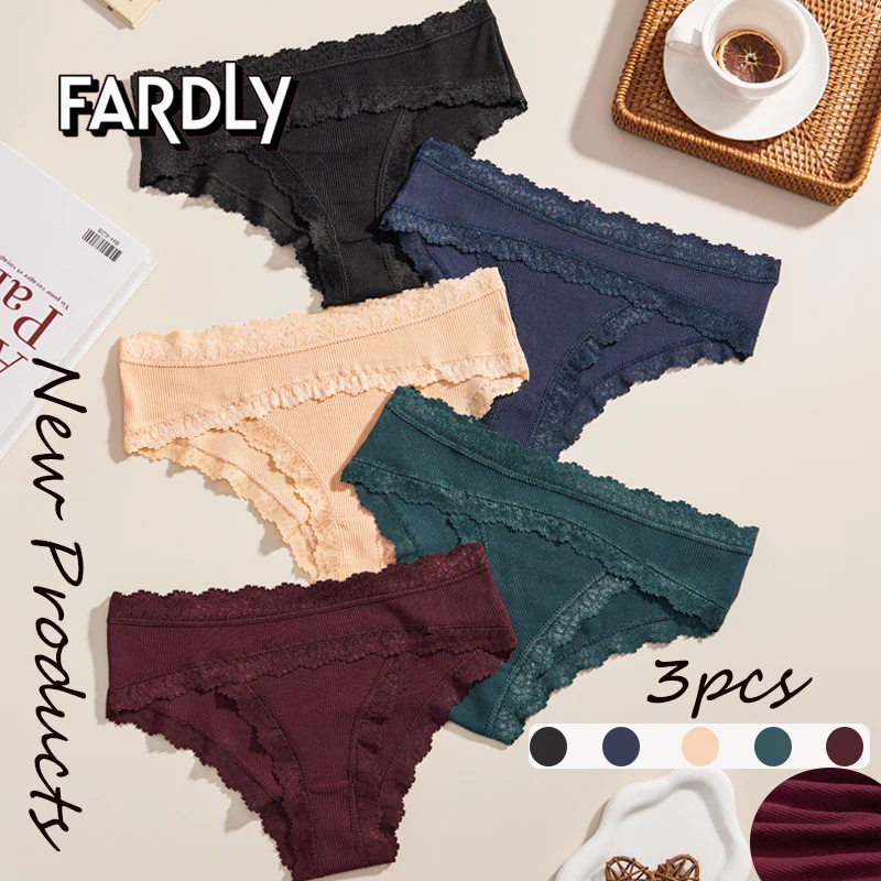 3PCS Cotton Women's Panties FARDLY Brand New New Sexy Lace Elastic Fitting Women's Panties Mid Waist Summer Triangular Pants
3PCS Cotton Women's Panties FARDLY Brand New New Sexy Lace Elastic Fitting Women's Panties Mid Waist Summer Triangular Pants