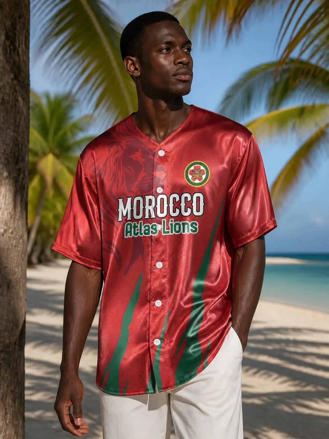 Men's New Arrival Moroccan Satin Baseball Shirt, Casual Short-Sleeve Baseball Jersey, Holiday Street Style Baseball Uniform
Men's New Arrival Moroccan Satin Baseball Shirt, Casual Short-Sleeve Baseball Jersey, Holiday Street Style Baseball Uniform
