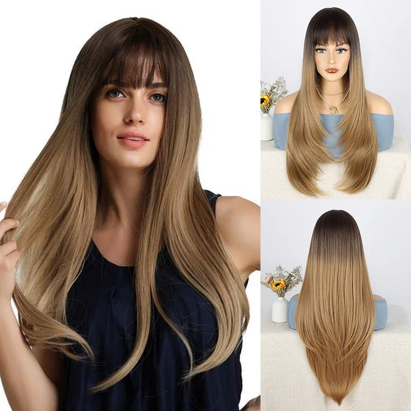 Long Layered Hair Wigs with Bangs Ombre Blonde Natural Straight Wigs for Women Daily Use Synthetic Hair Wig Heat Resistant Fiber
Long Layered Hair Wigs with Bangs Ombre Blonde Natural Straight Wigs for Women Daily Use Synthetic Hair Wig Heat Resistant Fiber