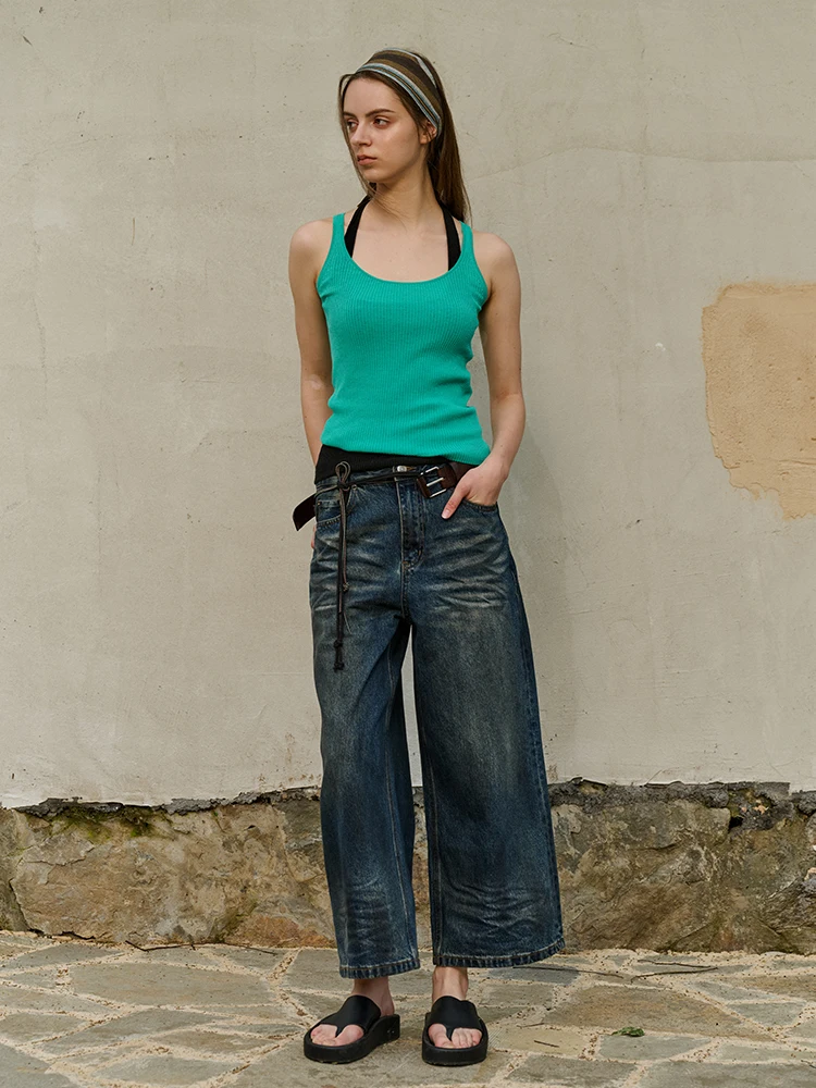 Retro Faded Jeans Deep Blue Casual Straight Leg Nine Point Pants Versatile Women's Denim Trousers Summer 2025
Retro Faded Jeans Deep Blue Casual Straight Leg Nine Point Pants Versatile Women's Denim Trousers Summer 2025