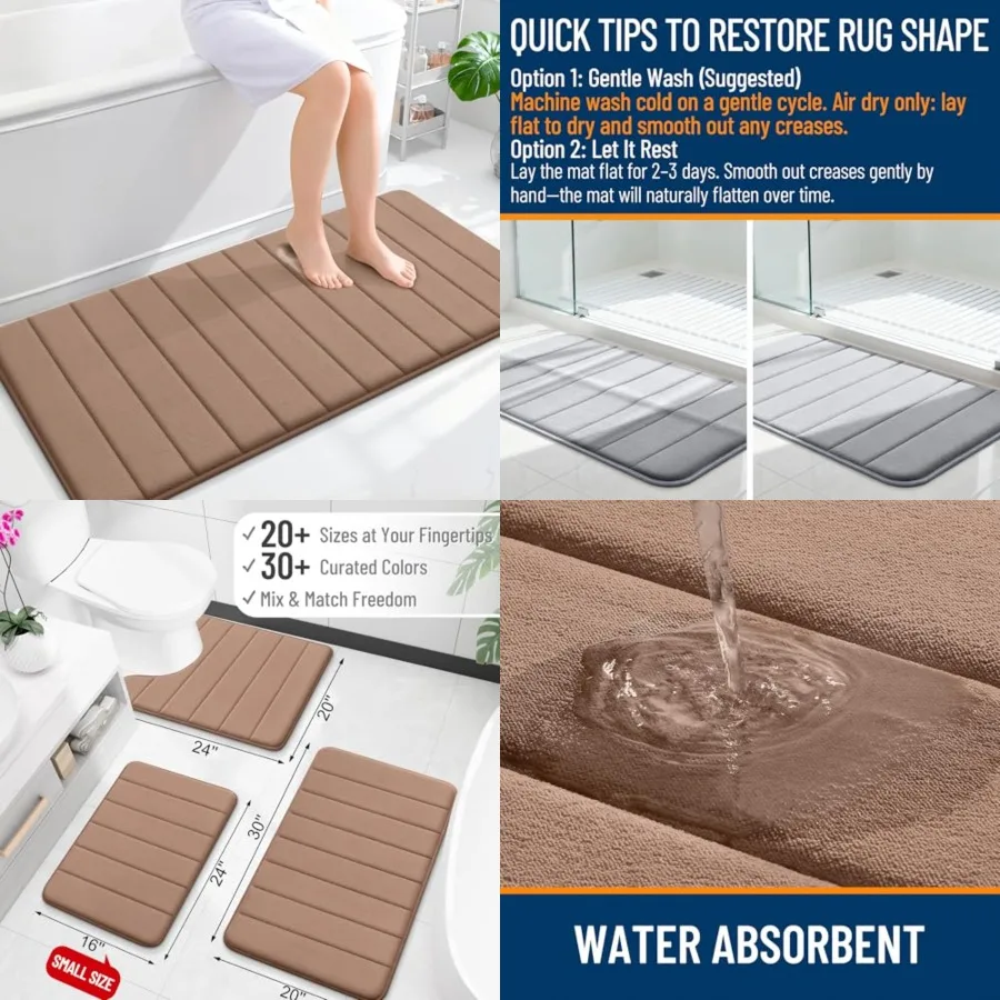 Memory Foam Long Bathroom Rugs Runner 47x24, Super Soft Absorbent Bath Mat, Quick Dry, Machine Washable Shower Floor Rugs, Bath
Memory Foam Long Bathroom Rugs Runner 47x24, Super Soft Absorbent Bath Mat, Quick Dry, Machine Washable Shower Floor Rugs, Bath