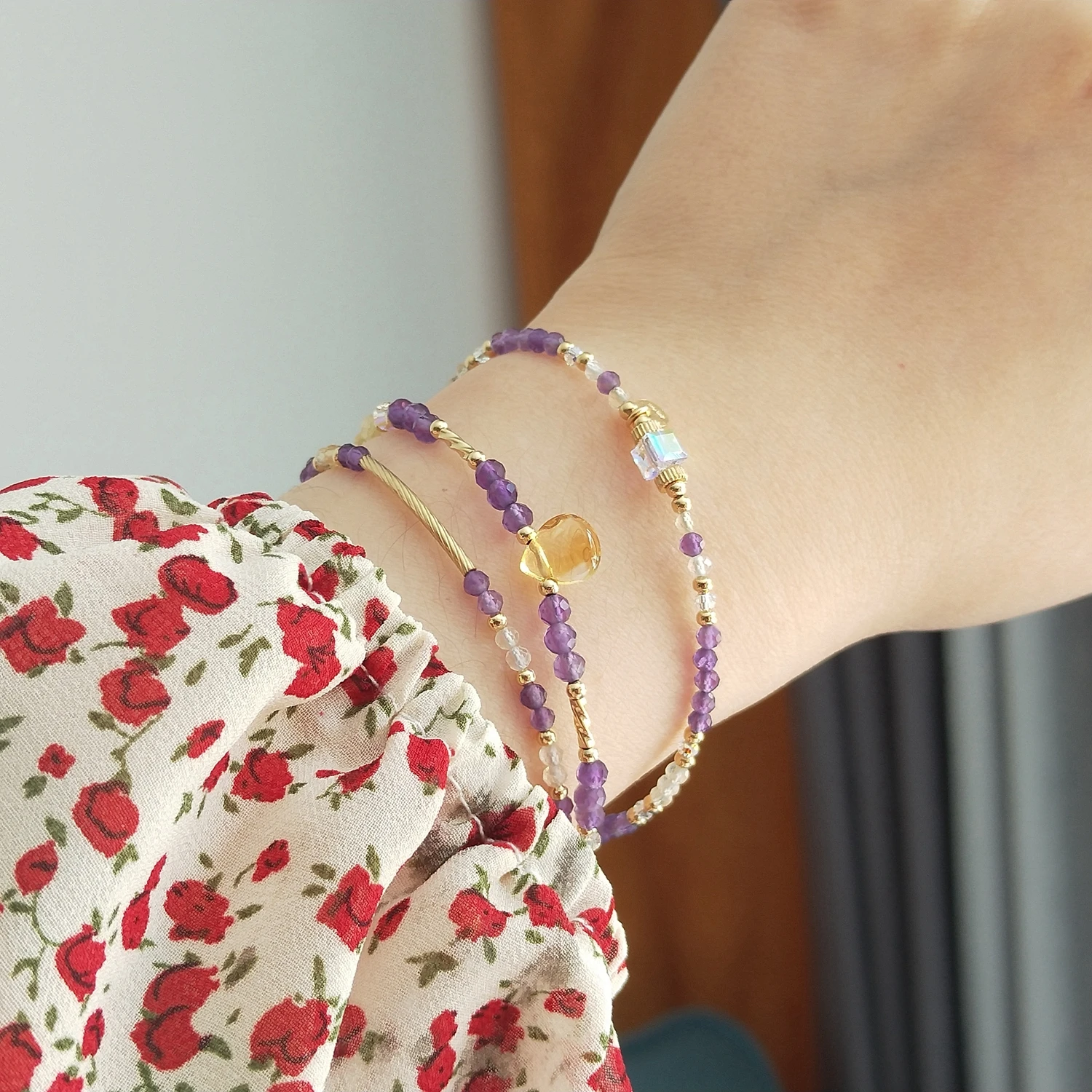 Lii Ji Amethyst Citrine American 14K Gold Filled Bracelet Natural Stone 2-3mm Handmade Fashion Jewelry For Women Party
Lii Ji Amethyst Citrine American 14K Gold Filled Bracelet Natural Stone 2-3mm Handmade Fashion Jewelry For Women Party