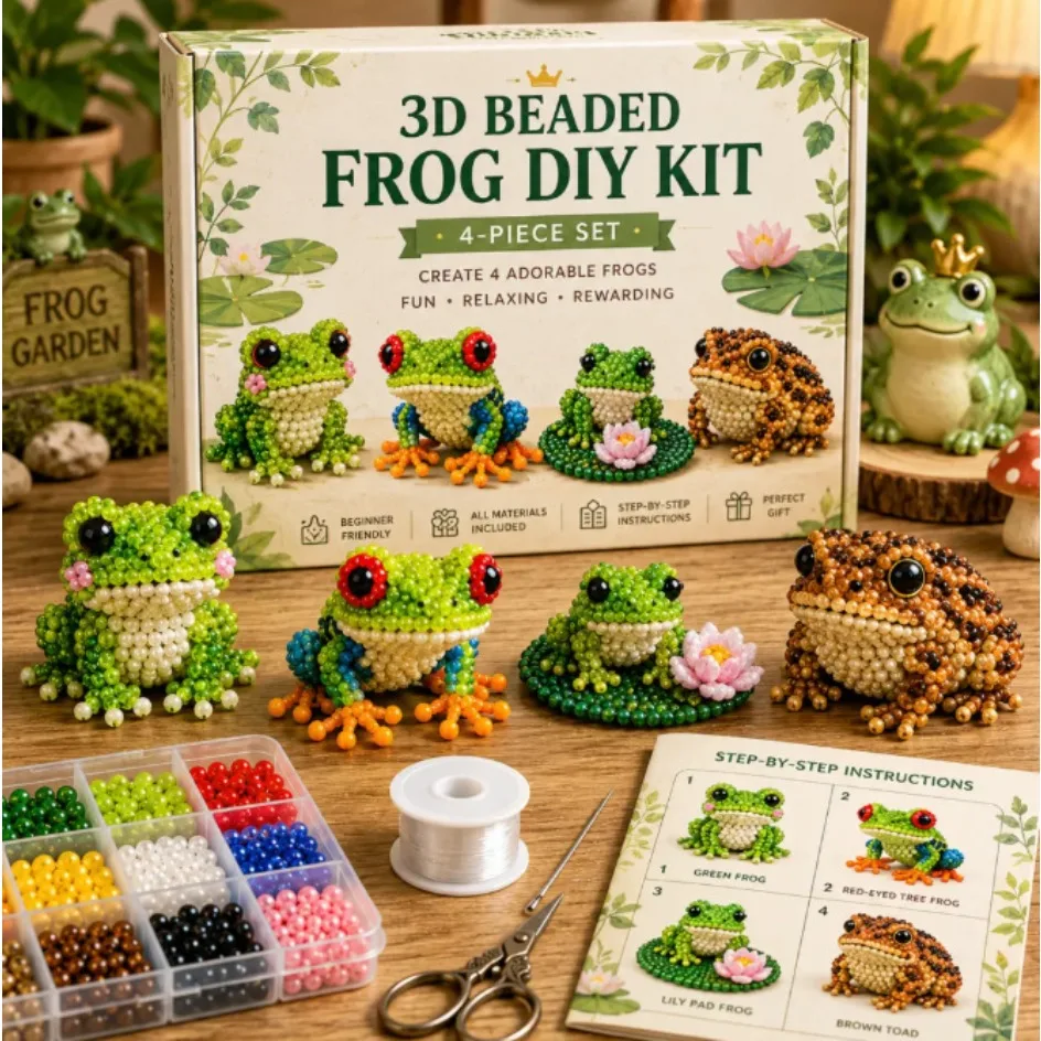3D Beaded Frog DIY Craft, Complete Beading Tools & Instruction Book, Cute Animal Pendant Jewelry Making Set as Holiday Gifts
3D Beaded Frog DIY Craft, Complete Beading Tools & Instruction Book, Cute Animal Pendant Jewelry Making Set as Holiday Gifts