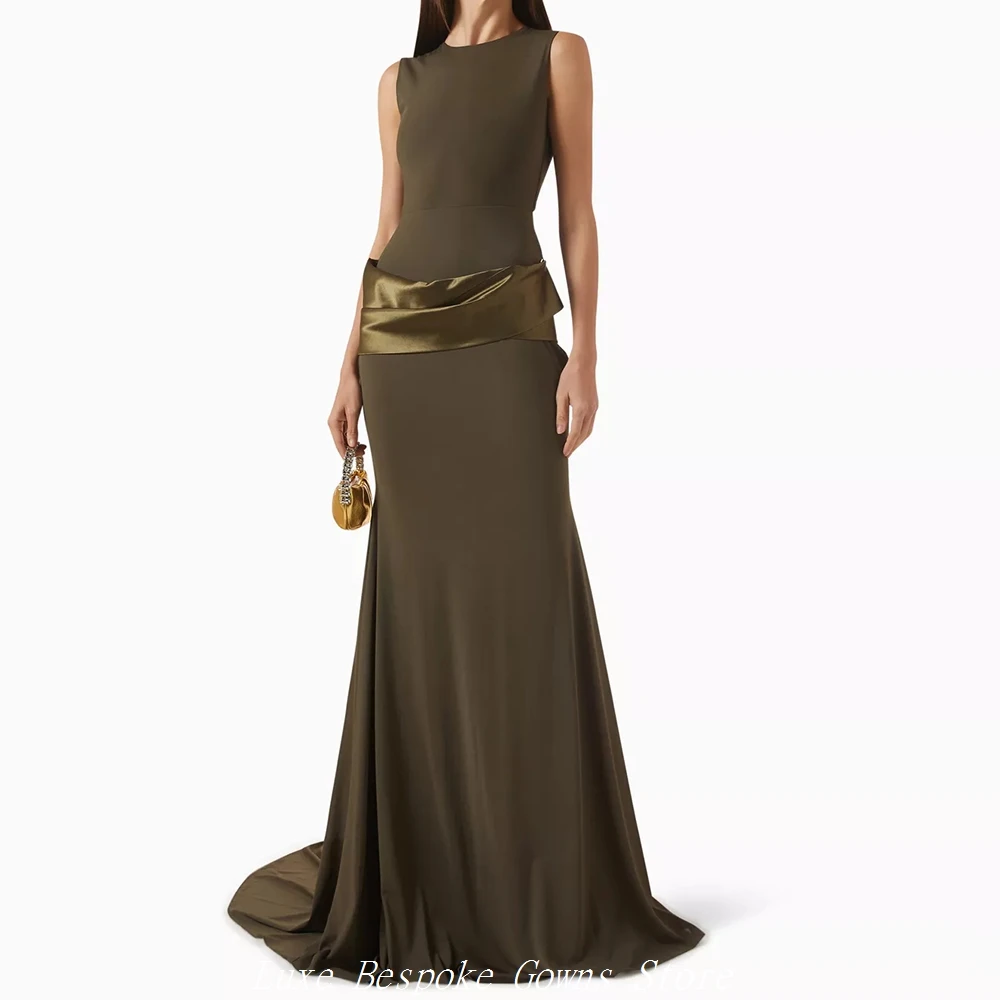 Women's Formal Evening Gowns Mermaid Floor-length O-neck Sleeveless Prom Dresses Fashion Pleat Simple Draped Customized Gowns
Women's Formal Evening Gowns Mermaid Floor-length O-neck Sleeveless Prom Dresses Fashion Pleat Simple Draped Customized Gowns