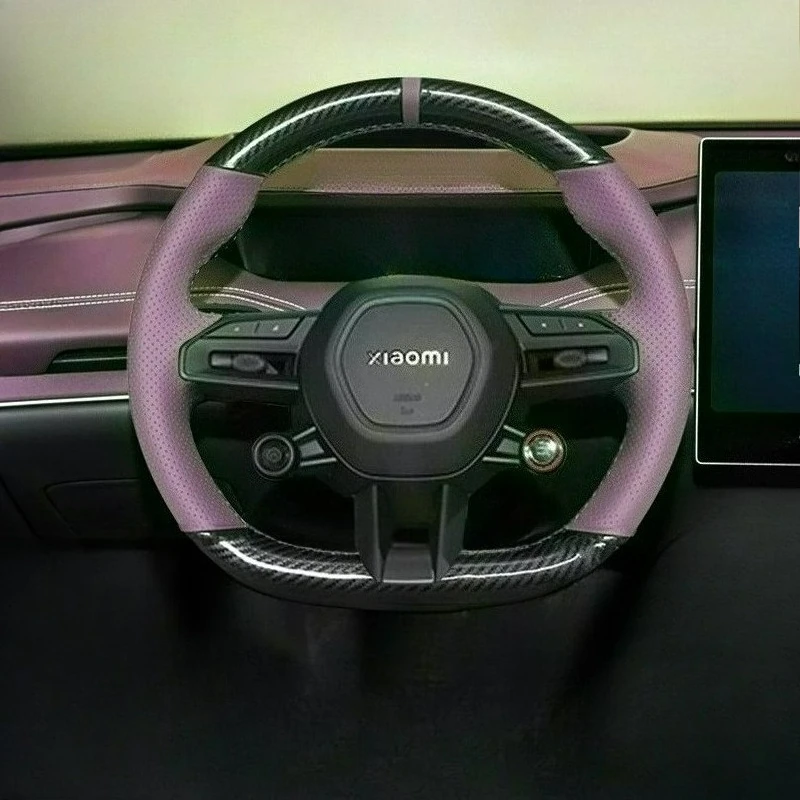 Hand-stitched renovation Non-slip black carbon fiber Purple leather car steering wheel cover For Xiaomi SU7 2024 SU7 Pro Max
Hand-stitched renovation Non-slip black carbon fiber Purple leather car steering wheel cover For Xiaomi SU7 2024 SU7 Pro Max