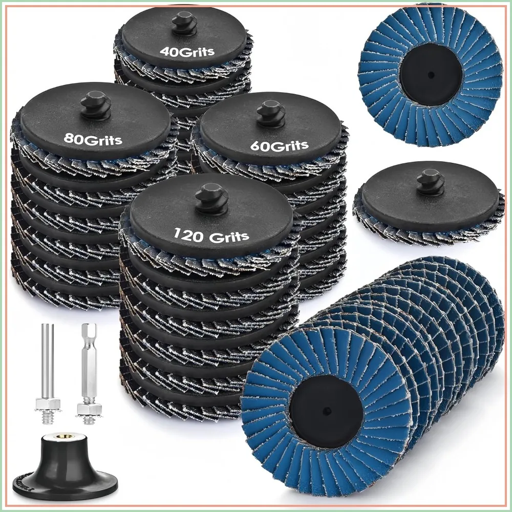 24Pcs 2 Inch Flap Disc Set with 1/4 Inch Shank, Roll Lock Sanding Wheels 40 60 80 120 Grit for Metal Rust Removal
24Pcs 2 Inch Flap Disc Set with 1/4 Inch Shank, Roll Lock Sanding Wheels 40 60 80 120 Grit for Metal Rust Removal
