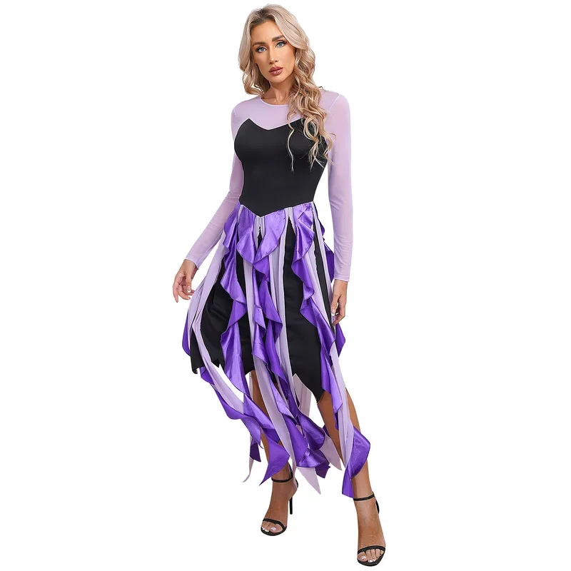 RT01 Womens Witch Cosplay Dress Halloween Twisted Witch Role Play Costumes Mesh Long Sleeve Cascading Ruffle Asymmetrical Dr&Gf1
RT01 Womens Witch Cosplay Dress Halloween Twisted Witch Role Play Costumes Mesh Long Sleeve Cascading Ruffle Asymmetrical Dr&Gf1