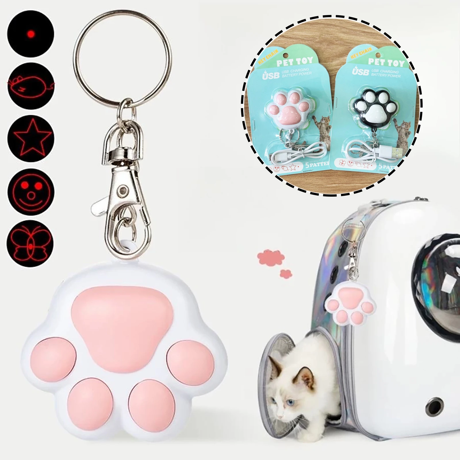 Interactive Cat Toys 5 Adjustable Cute Laser Transform Patterns Funny Training With Flashlight USB Rechargeable Cat Accessories
Interactive Cat Toys 5 Adjustable Cute Laser Transform Patterns Funny Training With Flashlight USB Rechargeable Cat Accessories