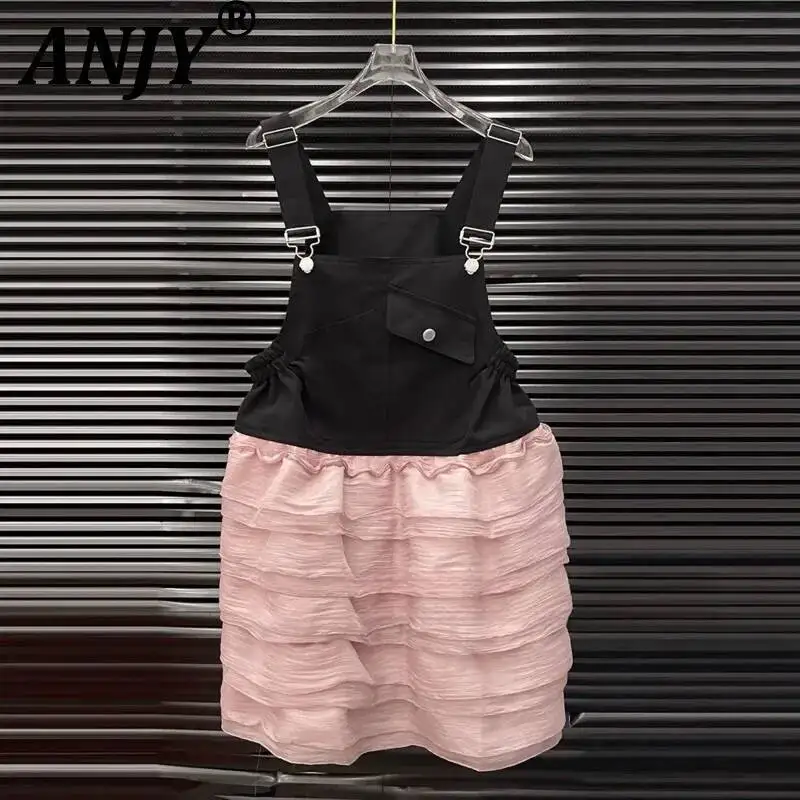 ANJY Summer New Women Fashion Mesh Patchwork Contrast Color Design Overall Dress Trend Stylish Sleeveless Layered Dresses A24280
ANJY Summer New Women Fashion Mesh Patchwork Contrast Color Design Overall Dress Trend Stylish Sleeveless Layered Dresses A24280