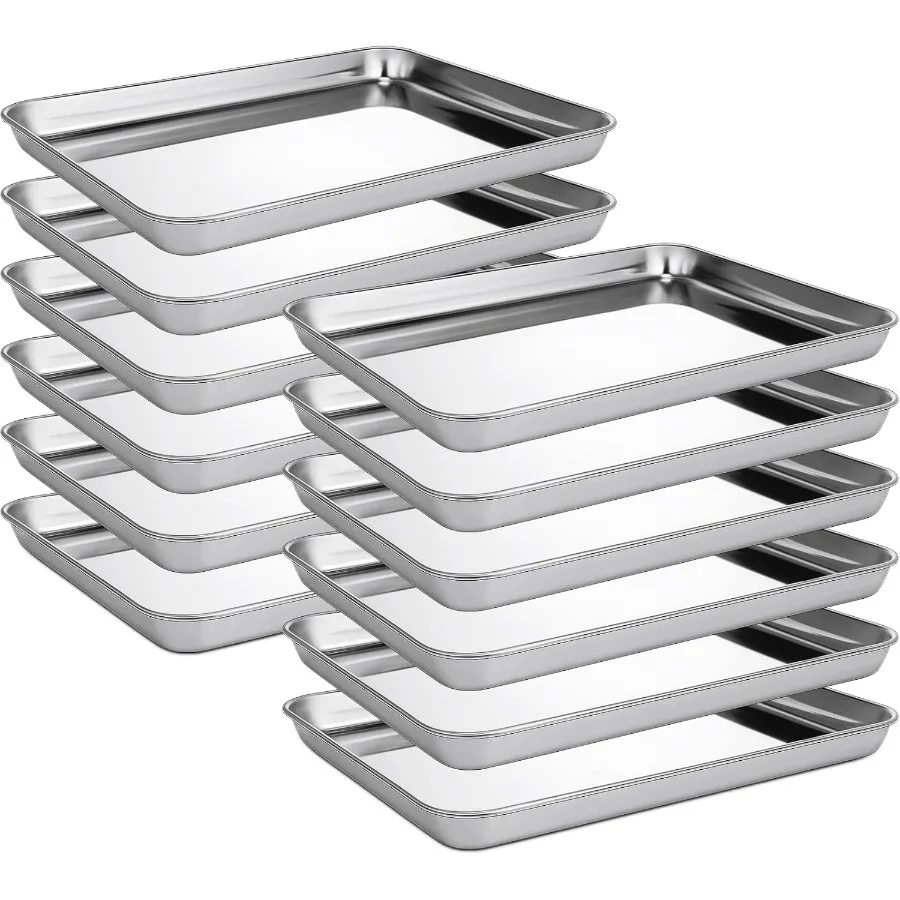 12 Pieces Baking Sheet Pan Cookie Sheet Set for Oven Stainless Steel Trays Nonstick Small Serving Tray Cake Toaster Metal Food
12 Pieces Baking Sheet Pan Cookie Sheet Set for Oven Stainless Steel Trays Nonstick Small Serving Tray Cake Toaster Metal Food
