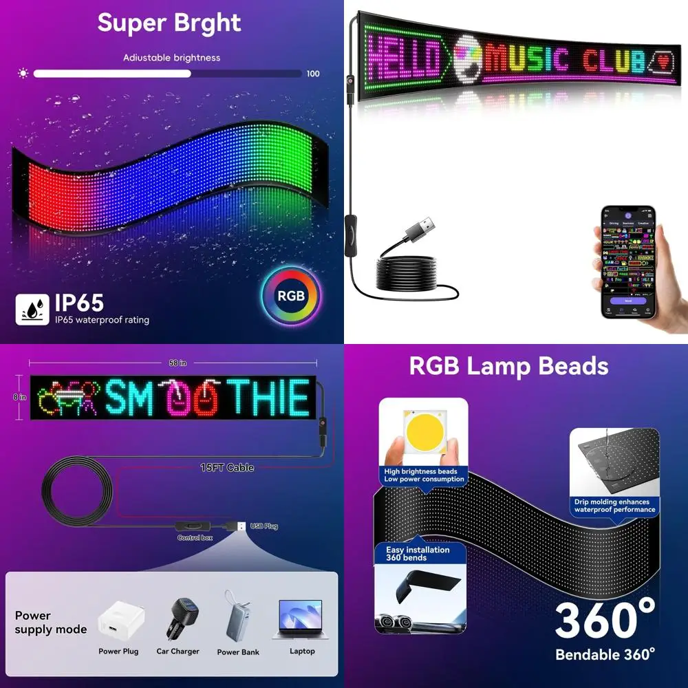 Водонепроницаемая гибкая светодиодная вывеска 58x8 дюймов - управляемая через приложение, с функциями прокрутки и статического отображения для рекламы, вечеринок и многого другого
Водонепроницаемая гибкая светодиодная вывеска 58x8 дюймов - управляемая через приложение, с функциями прокрутки и статического отображения для рекламы, вечеринок и многого другого