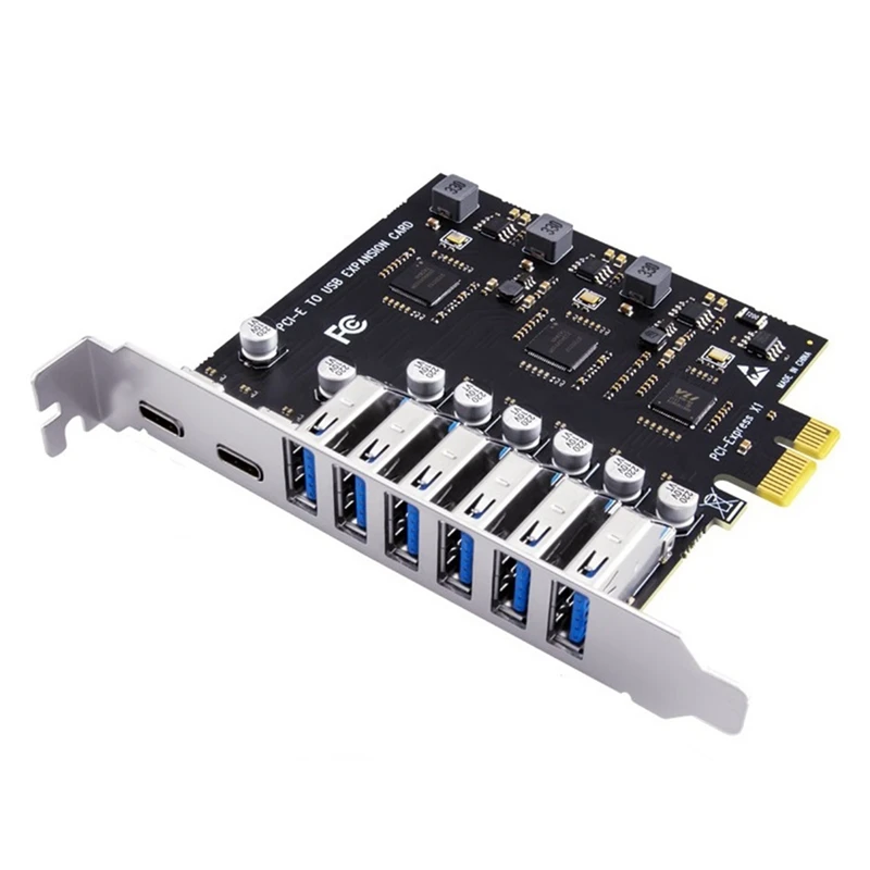 SSU Pcie-USB 3,2 Gen 2 Card 8-Port (6X Type-A + 2X Type-C) конвертер PCIE Splitter VIA + NEC Chip для настольного компьютера
SSU Pcie-USB 3,2 Gen 2 Card 8-Port (6X Type-A + 2X Type-C) конвертер PCIE Splitter VIA + NEC Chip для настольного компьютера
