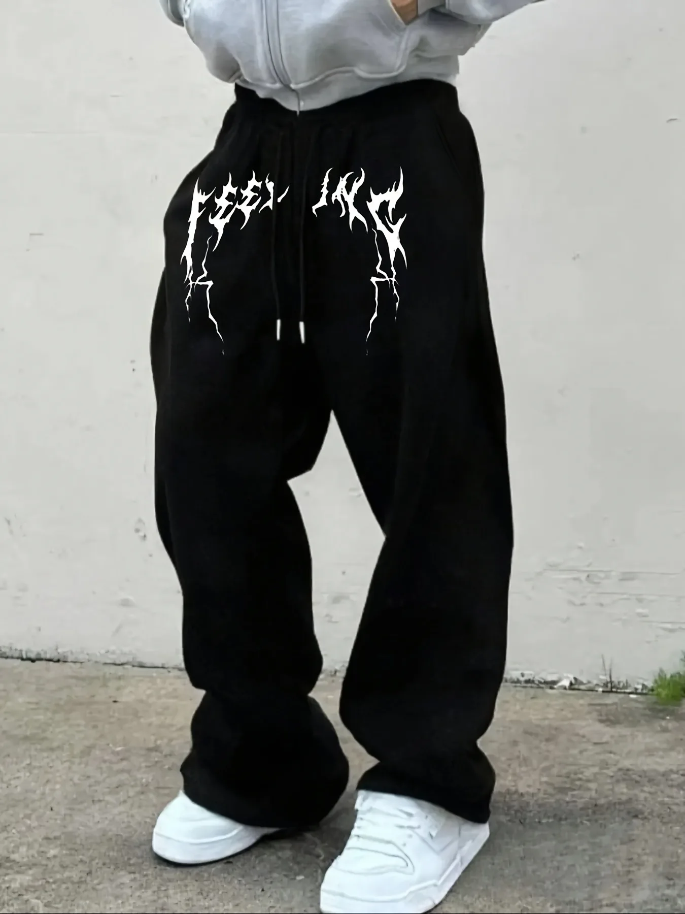 Autumn and Winter Men's Black Jogging Pants Gothic Style Printed Text Pattern Street Sweatpants Casual Drawstring Trousers
Autumn and Winter Men's Black Jogging Pants Gothic Style Printed Text Pattern Street Sweatpants Casual Drawstring Trousers