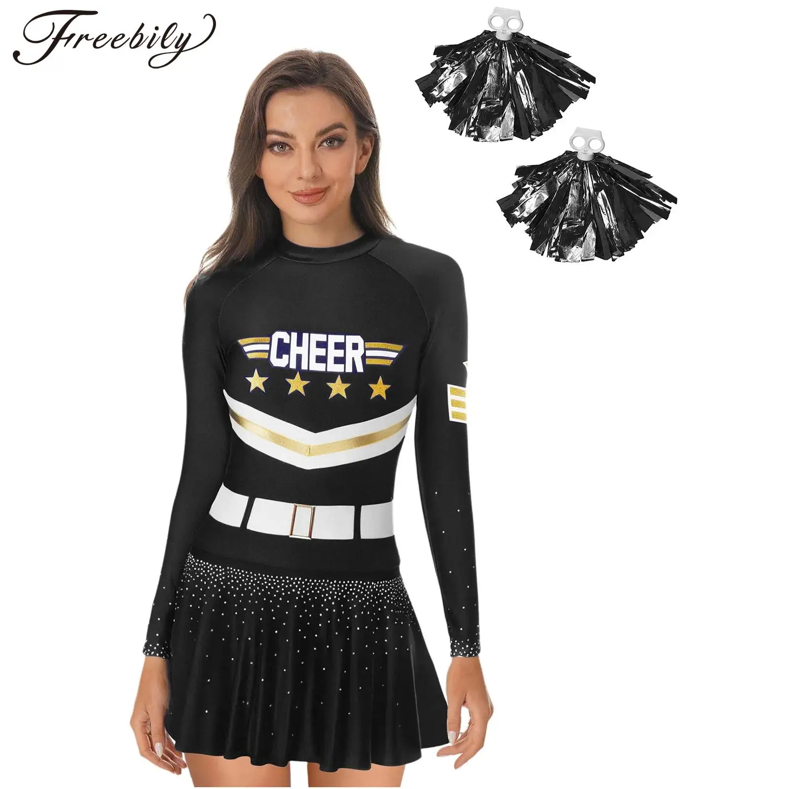 Women Cheerleading Uniform Cheering Team Cosplay Dress Fashion Sets Cheer Dance Dress Uniform Outfit with Tassel Hand Flowers
Women Cheerleading Uniform Cheering Team Cosplay Dress Fashion Sets Cheer Dance Dress Uniform Outfit with Tassel Hand Flowers