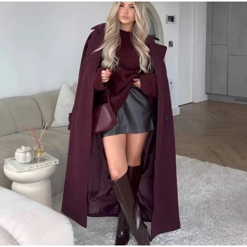 Elegant Burgundy With Belt Long Coat Women Vintage Lapel Double Breasted Long Sleeve Outerwear 2024 New High Street Lady Jackets
Elegant Burgundy With Belt Long Coat Women Vintage Lapel Double Breasted Long Sleeve Outerwear 2024 New High Street Lady Jackets