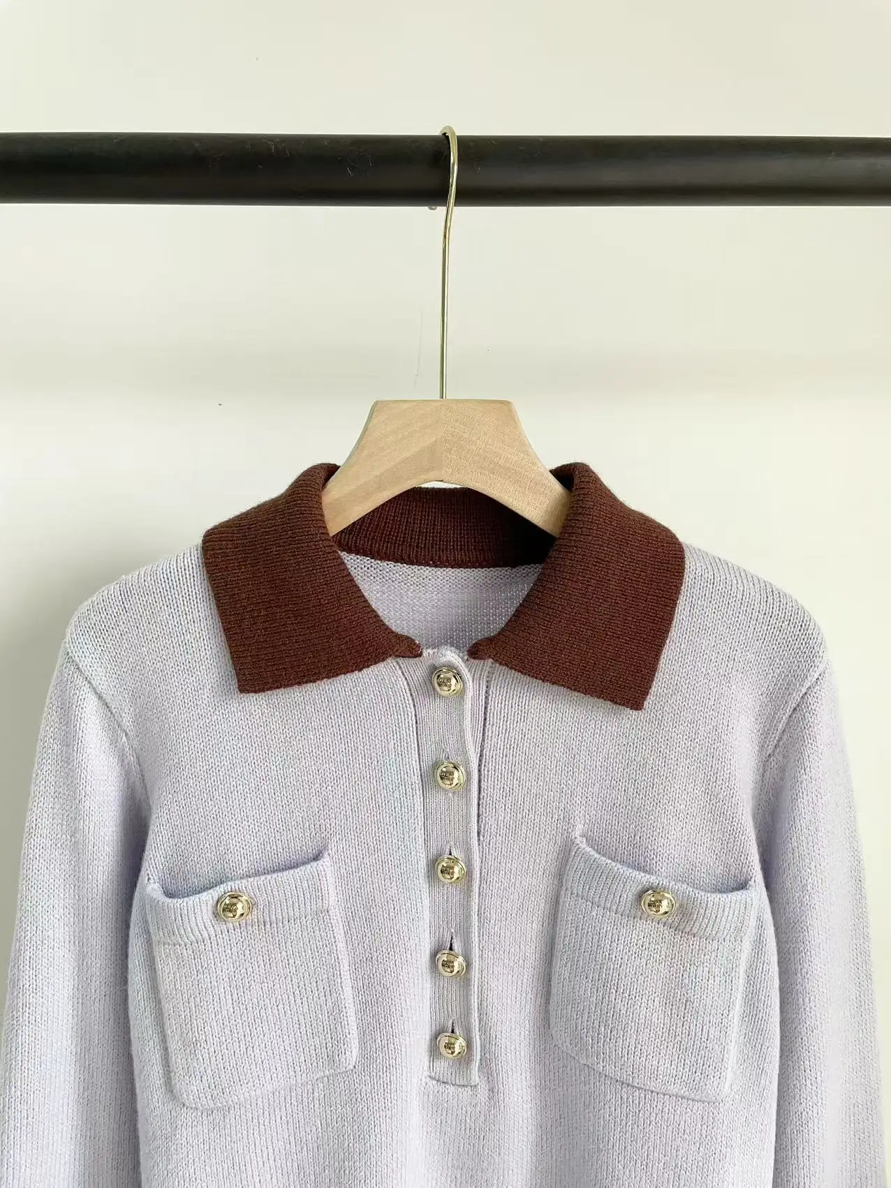 Spring Women's Fog Blue Pullover Half Button Collar Long Sleeved Fashionable Knitted Sweater
Spring Women's Fog Blue Pullover Half Button Collar Long Sleeved Fashionable Knitted Sweater