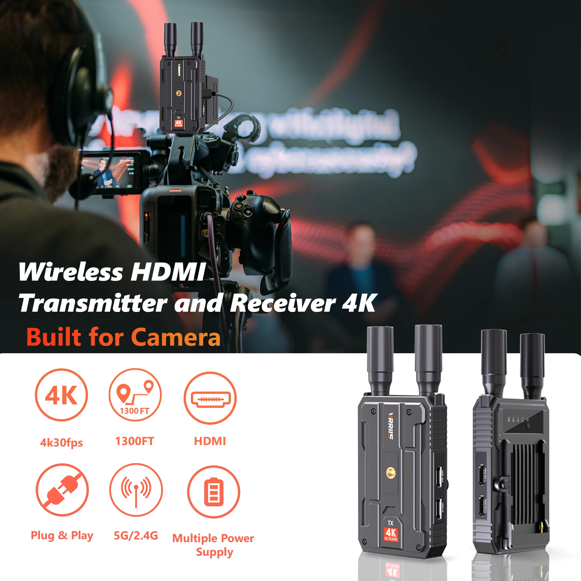 4K Wireless Hdmi Video Transmitter Receiver 400m Extender Kit Support 1Tx to 4Rxs for DSLR Camera Laptop to TV Projector Monitor
4K Wireless Hdmi Video Transmitter Receiver 400m Extender Kit Support 1Tx to 4Rxs for DSLR Camera Laptop to TV Projector Monitor