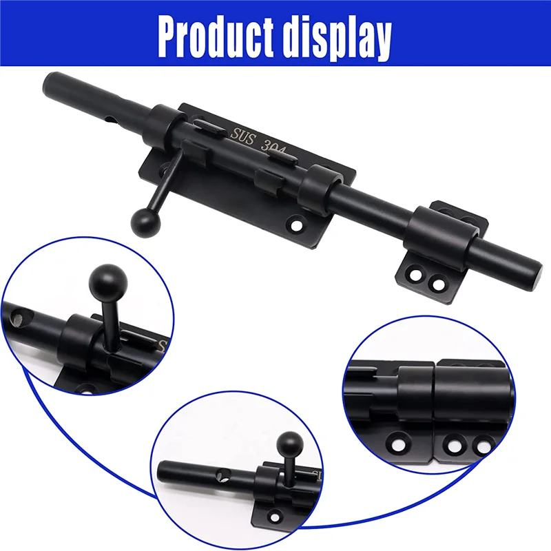 A41T Heavy Duty Slide Bolt Gate Latch With A Padlock, Horizontal Bolt Latch Floor Latch Hardware And Lockable Black
A41T Heavy Duty Slide Bolt Gate Latch With A Padlock, Horizontal Bolt Latch Floor Latch Hardware And Lockable Black