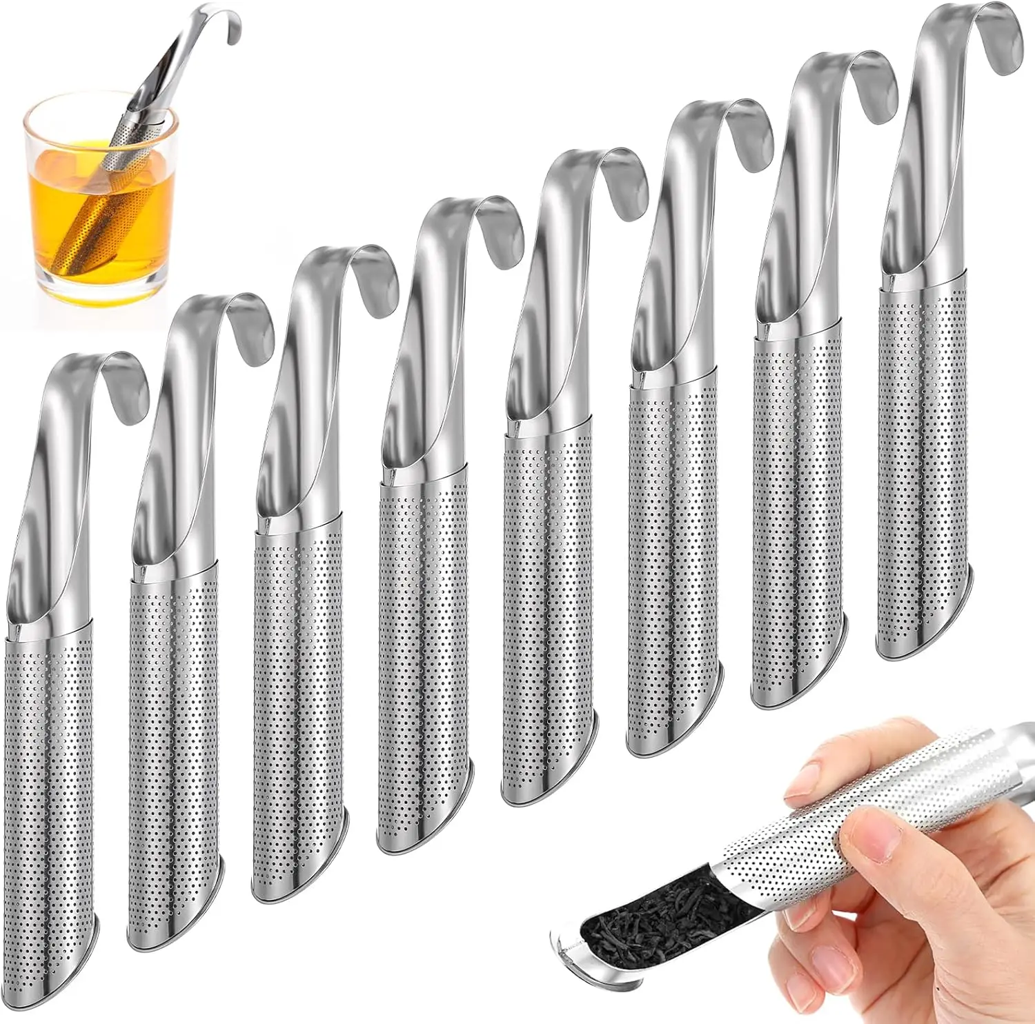 8Pcs Stainless Steel Tea Diffuser, 2024 New Tea Artifact Creative Pipe Tea Infuser Mesh Strainer with Hanging Hook Handl
8Pcs Stainless Steel Tea Diffuser, 2024 New Tea Artifact Creative Pipe Tea Infuser Mesh Strainer with Hanging Hook Handl