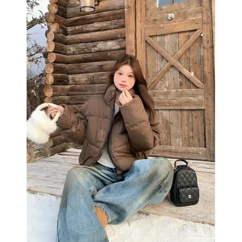 여성용 두꺼운 보온 빵형 코튼 재킷 겨울용 2024 신상품 유니버설 넓은핏 슬림핏 오프너츠 코튼 옷 트렌디
