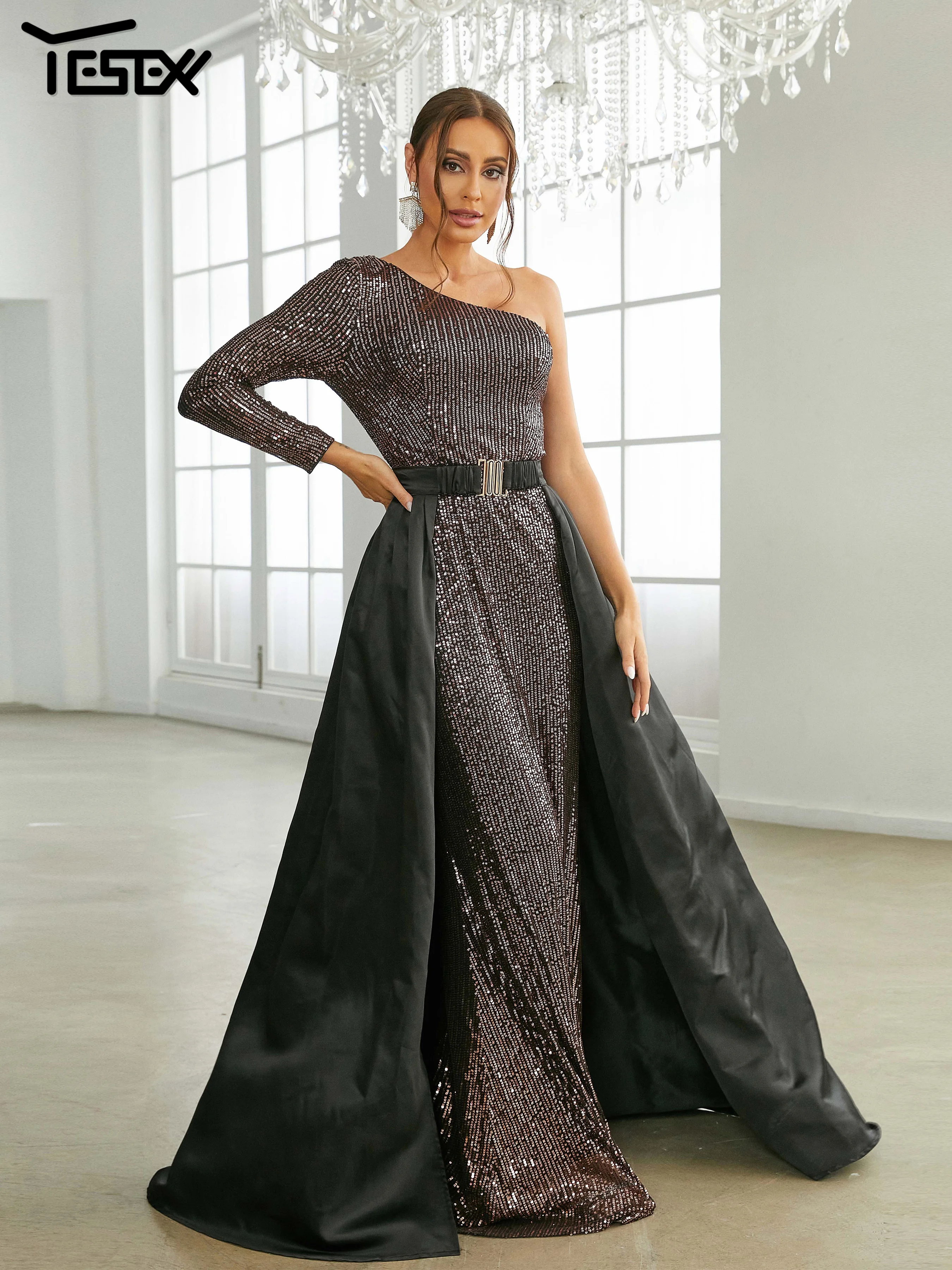 Yesexy One Shoulder Sequin Night Gown Evening Party Dress Brown Bodycon Floor Length Autumn Luxury Stretchy Mermaid Dress
Yesexy One Shoulder Sequin Night Gown Evening Party Dress Brown Bodycon Floor Length Autumn Luxury Stretchy Mermaid Dress
