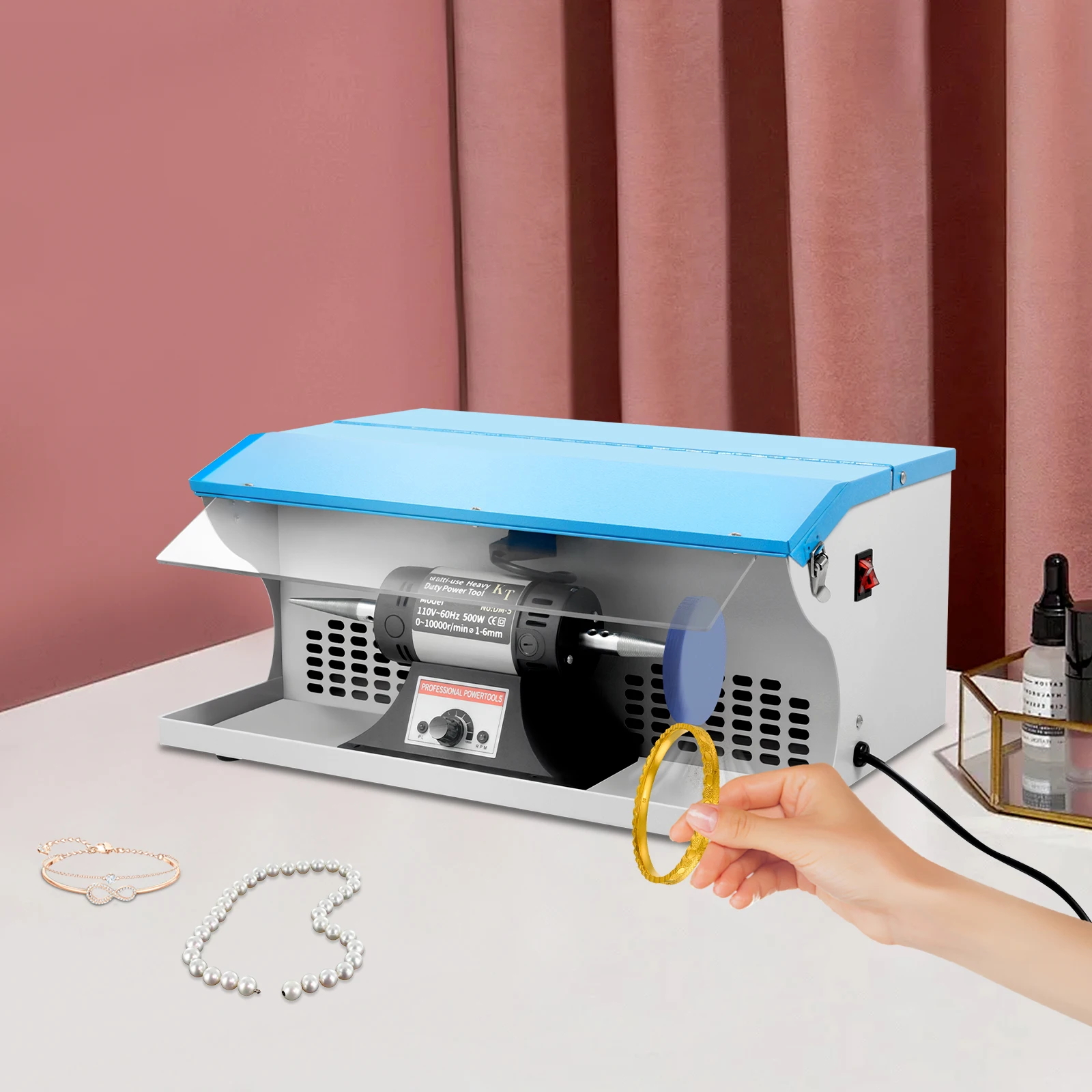 Настольный полировальный станок для ювелирных изделий мощностью 500 Вт, пылесборник с подсветкой, многофункциональная скамейка с регулируемой скоростью 110 В, полировка ювелирных изделий из камня
Настольный полировальный станок для ювелирных изделий мощностью 500 Вт, пылесборник с подсветкой, многофункциональная скамейка с регулируемой скоростью 110 В, полировка ювелирных изделий из камня