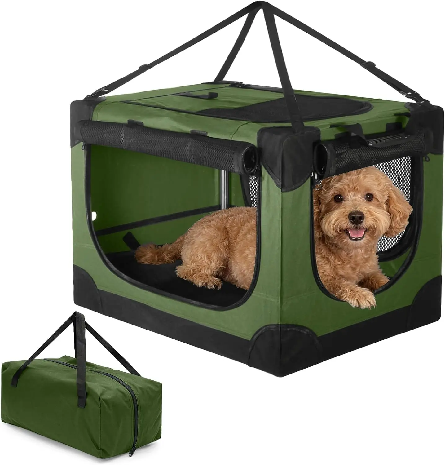 24" Small Dog Crate, Portable Travel Pet Crate with 4 Mesh Doors, Foldable Soft Kennel for Puppy, Collapsible with Handle - Green
24" Small Dog Crate, Portable Travel Pet Crate with 4 Mesh Doors, Foldable Soft Kennel for Puppy, Collapsible with Handle - Green