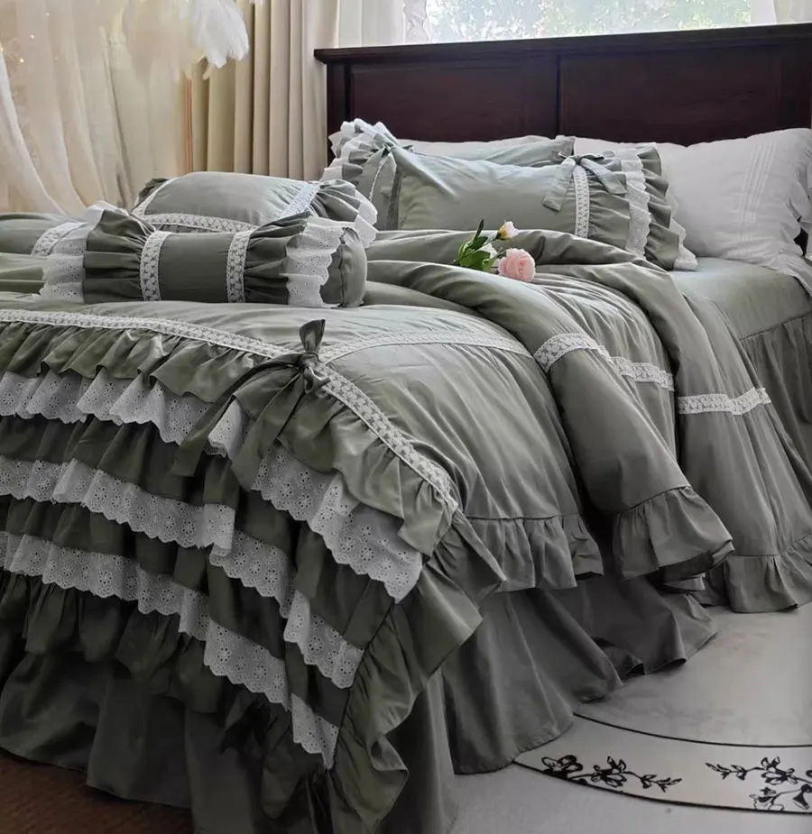 Retro green fairyfair bedding set,full queen king vintage ruffled lace cotton home textile bedspread pillow case duvet cover
Retro green fairyfair bedding set,full queen king vintage ruffled lace cotton home textile bedspread pillow case duvet cover