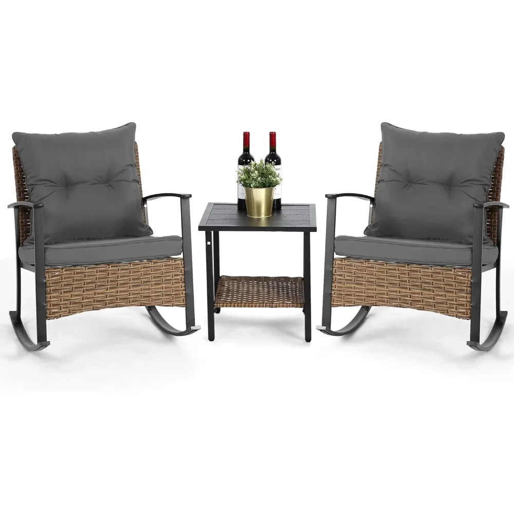 Wicker Rocking Chairs for Outdoors 3 Piece, Patio Rocking Chairs Set of 2, Patio Furniture Set, Small Outdoor Set for Porch, Poo
Wicker Rocking Chairs for Outdoors 3 Piece, Patio Rocking Chairs Set of 2, Patio Furniture Set, Small Outdoor Set for Porch, Poo
