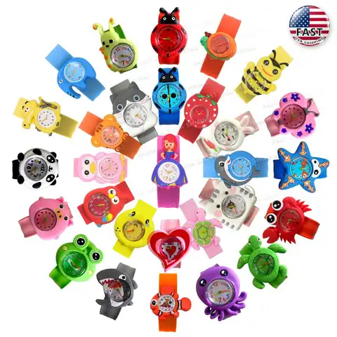 30 Cartoon Styles Children Watches Colorful Bend Slap Strap Kids Watch Girl Boy Christmas Party Gift Clock Random Style Send