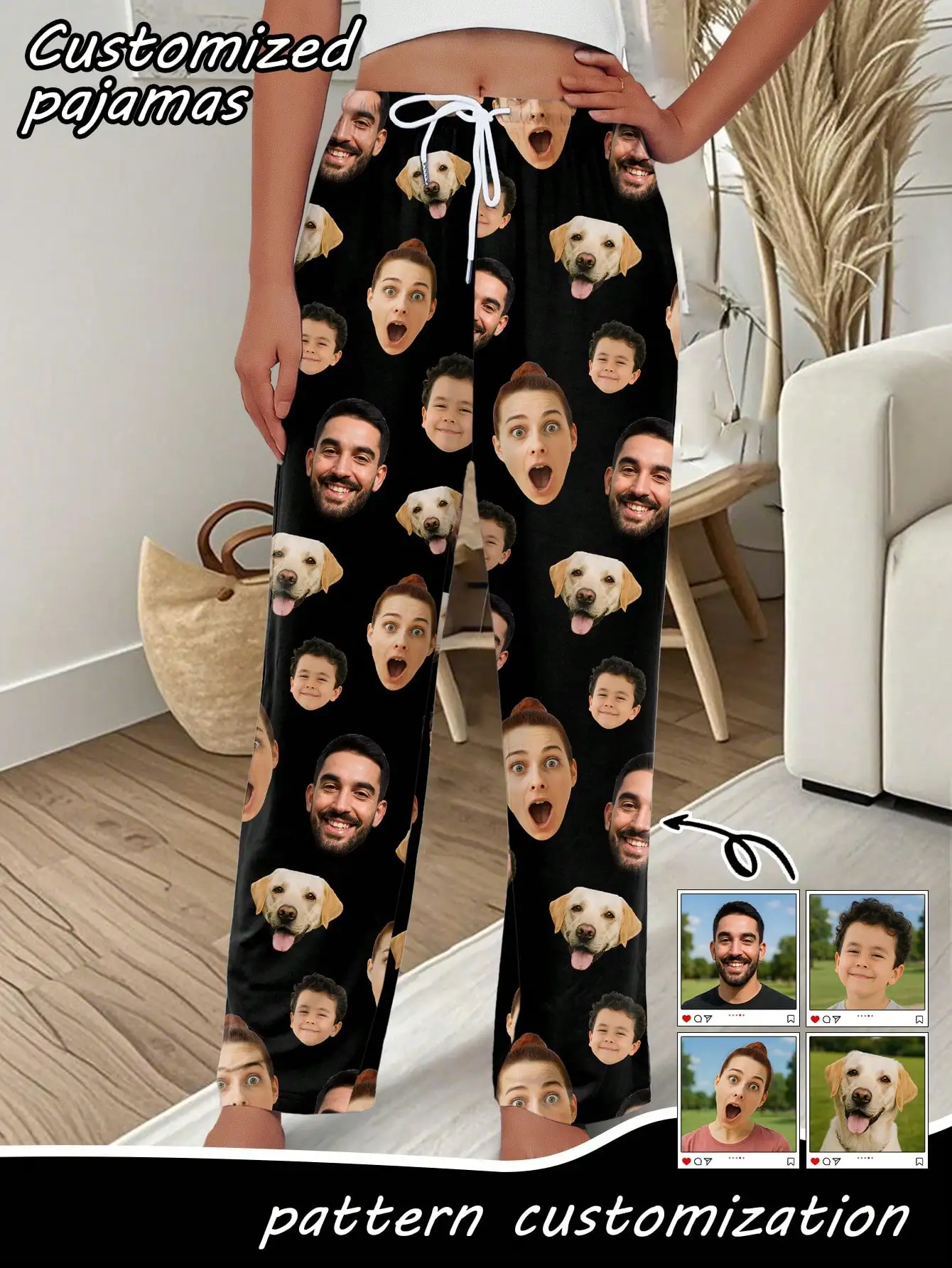 Custom Photo Print Women's Loose Fit Pajama Pants, Soft Poly Blend Loungewear for Family Matching Sets
Custom Photo Print Women's Loose Fit Pajama Pants, Soft Poly Blend Loungewear for Family Matching Sets