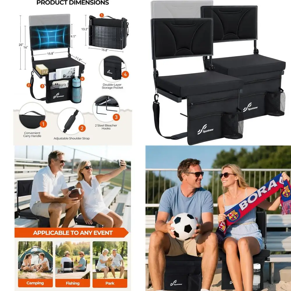 Портативное регулируемое сиденье для стадиона с подушкой, карманом, ремешком и подстаканником для мероприятий на открытом воздухе
Портативное регулируемое сиденье для стадиона с подушкой, карманом, ремешком и подстаканником для мероприятий на открытом воздухе