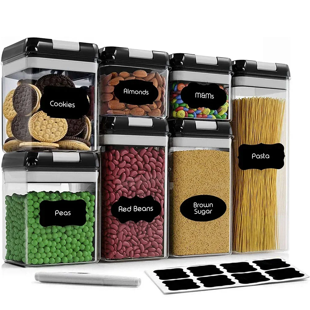 Eco-Friendly 7 Piece Set Airtight Plastic Dry Food Storage Containers With 10Stickers and Pen
Eco-Friendly 7 Piece Set Airtight Plastic Dry Food Storage Containers With 10Stickers and Pen