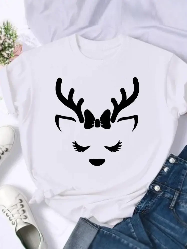 Merry Christmas Deer Face Cartoon Cute New Year Graphic Tee Fashion Female T-shirts Women Holiday Shirt Clothing Print T Top
Merry Christmas Deer Face Cartoon Cute New Year Graphic Tee Fashion Female T-shirts Women Holiday Shirt Clothing Print T Top