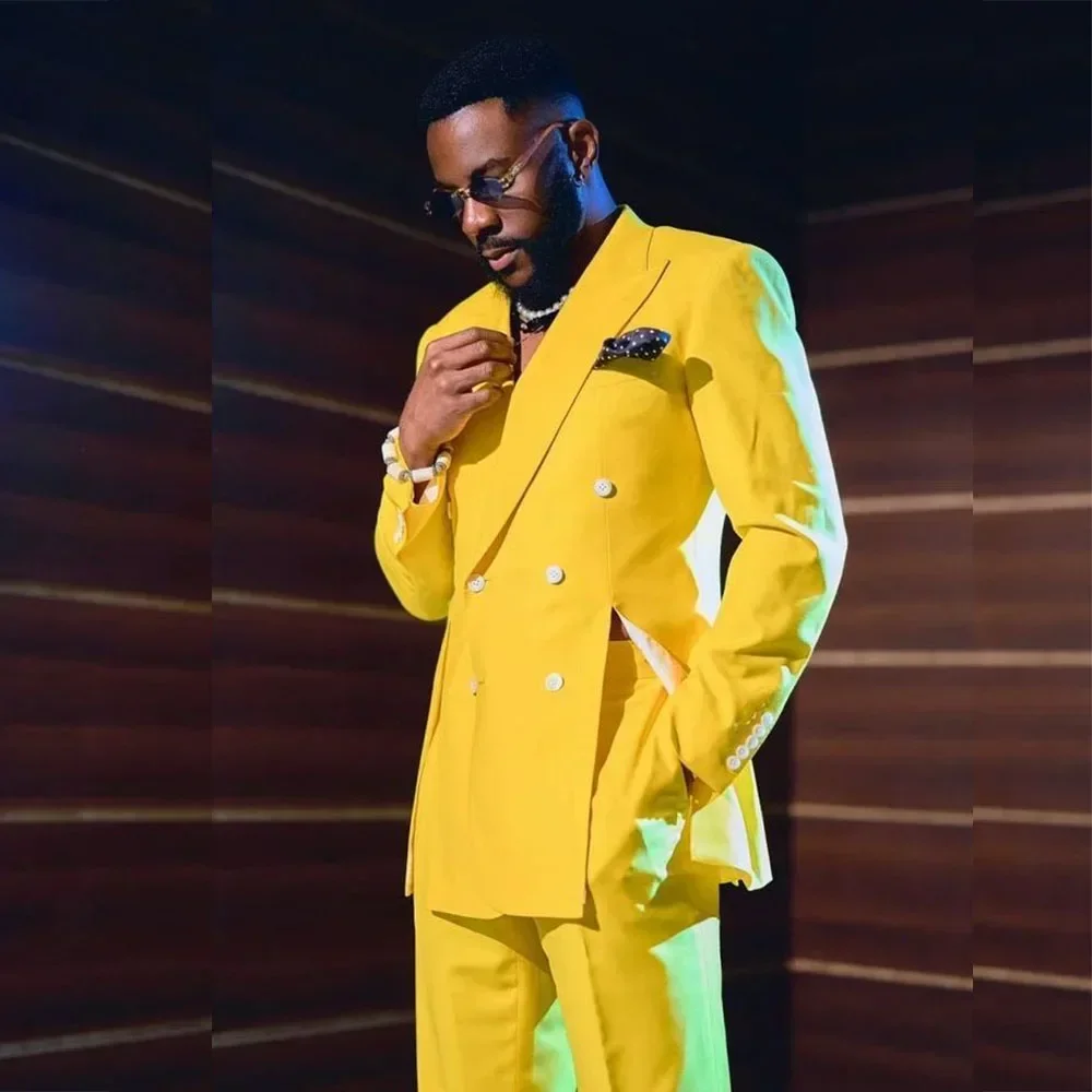 Fashion Yellow Men's Suits Special Style Double Breasted Peaked Lapel Luxury Blazer 2 Piece Jacket Pants Chic Blazer Customized
Fashion Yellow Men's Suits Special Style Double Breasted Peaked Lapel Luxury Blazer 2 Piece Jacket Pants Chic Blazer Customized
