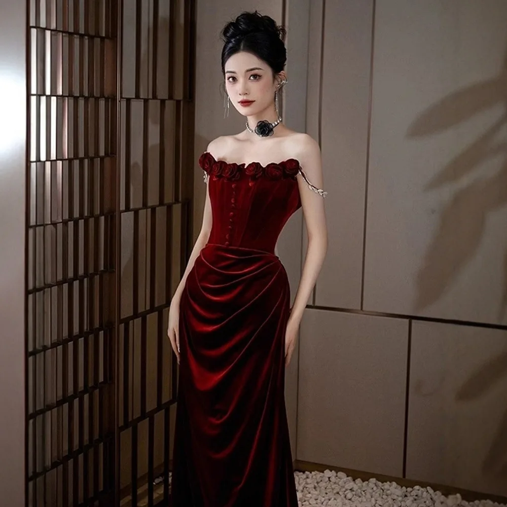 Red Toast Dress Bridal Rose Velvet Engagement Dress High-End Affordable Luxury Niche Women Sling Banquet Host
Red Toast Dress Bridal Rose Velvet Engagement Dress High-End Affordable Luxury Niche Women Sling Banquet Host