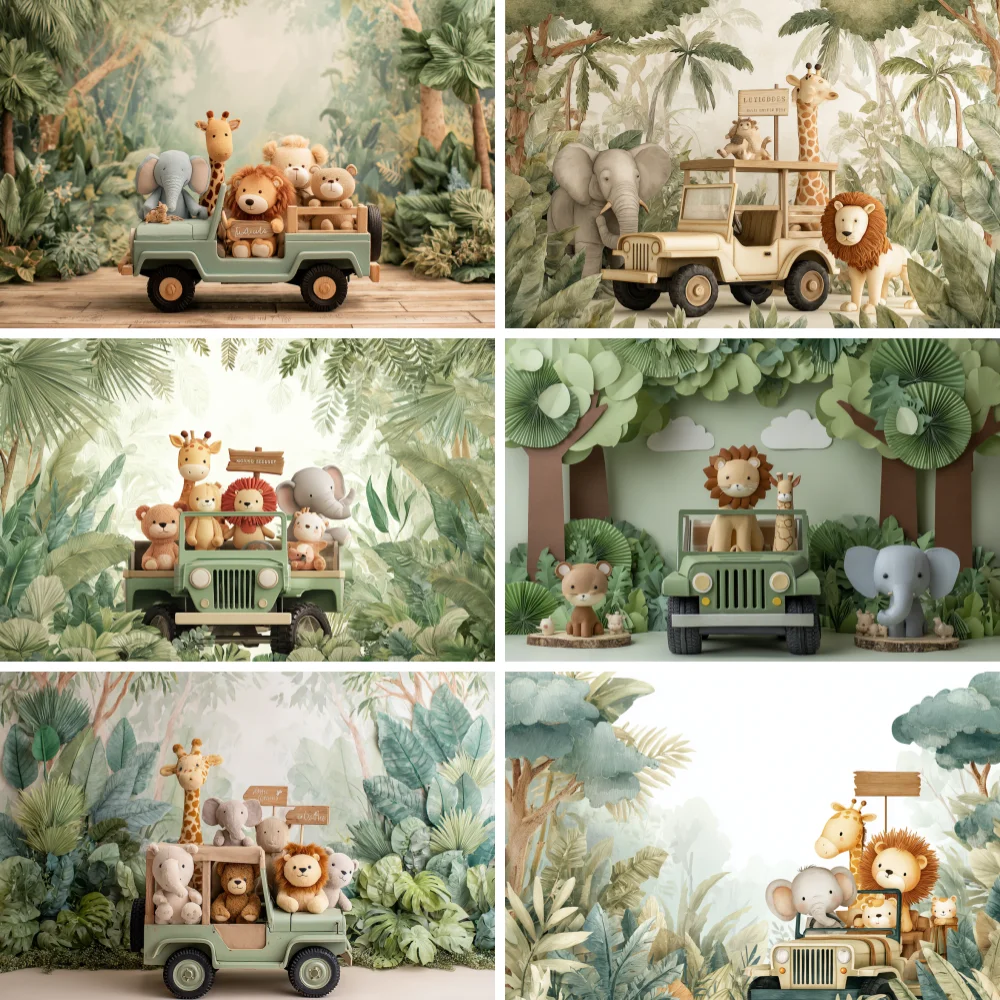 Jungle Forest Photography Backdrop Safari Wild Animals Truck Newborn Baby Shower Kids Birthday Party Decor Banner Background
Jungle Forest Photography Backdrop Safari Wild Animals Truck Newborn Baby Shower Kids Birthday Party Decor Banner Background