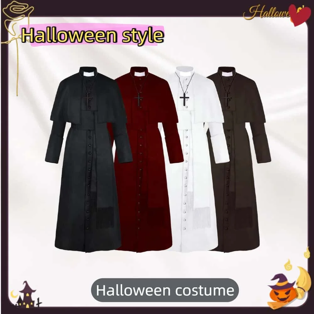 Сплошной цветной костюм священника, средневековый винтажный костюм священника на Хэллоуин
Сплошной цветной костюм священника, средневековый винтажный костюм священника на Хэллоуин